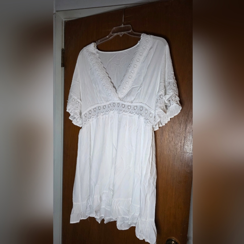 SHEIN Curve White Lace Trim Dress Size 2XL